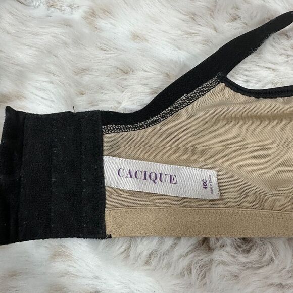 Cacique Full Coverage Leopard Print Black Lace Trim Bra Size 46C - Picture 7 of 8
